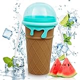 Slushy Maker, Apritsce 500 ml Slush Becher, Silikon Squeeze Slushy Becher mit 2 in 1 Strohhalm und Löffel, Slush Eis Becher für DIY Homemade Milk Shake Ice Cream, Kaffee