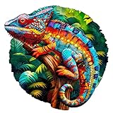 Jigfoxy Holzpuzzle Erwachsene, Chamäleon Puzzle Erwachsen, Wooden Puzzle Holz Puzzle Erwachsen Und Kinder, Einzigartiges Lernspielzeug in Tierform für Freunde der Familie L-34.5 * 34.3cm-300pcs