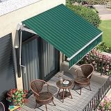 Ausziehbare Markise, Überdachung für Terrasse, Garten, Hof, Deck, manuell/elektrisch, Sonnenschutz, Markise, dunkelgrün, Polyestergewebe, 39 (3,4 x 2,4 m)