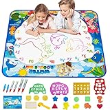 Wasser Doodle Matte Spielzeug ab 1 2 3 4 5 6 Jahre, 100 x 80cm Groß Wasser Malmatte mit Wasserstift, 27 Stück Aqua Doodle Matte für Kinder Baby Junge Mädchen Kleinkind Geschenke Kinderspielzeug