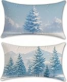 Kopfkissenbezug 40x80 Baum Kissenbezug 2er Set Winter Rechteck Dekokissen Leinen Kissenhüllen Zierkissen Kissenhülle Kissen Deko Couchkissen Sofakissen Groß Zierkissenbezüge, Home Decoration z-827