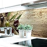 Küchenrückwand Oliven Premium Hart-PVC 0,4 mm selbstklebend - Direkt auf die Fliesen, Größe:400 x 60 cm