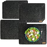 com-four® 8X Platzset abwischbar aus Filz - 44 x 32 cm Platzmatte - hitzebeständiges Tischset für 8 Personen - extra Dicke, rutschfeste Platzdeckchen, Filzunterlage (Platzmatte anthrazit - 8 Stück)