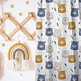 Gardinen Vorhangen Bunte 140x160 cm (BxH) Abril Kinderzimmer Gardine Bärchen Blau Vorhang Mit Kräuselband Niedliche Deko Für Jungen