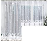 Gardinen Vorhangen Weiß 150x250+300x160 cm (BxH) Totensa Set Jacquard Lang Kurz Vorhänge Kräuselband Wohnzimmer Gardinenschals Schlafzimmer