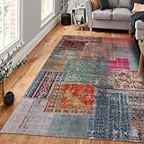 bamyum Denise Bedruckter Teppich Chenille-Druck Maschinell Hergestellt 200 x 300 cm, Teppich Wohnzimmer, Vintage Teppich Schlafzimmer, Antibakteriell Antirutschunterlage Küchenteppich Patchwork