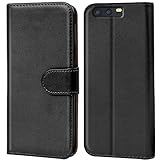 Verco Handyhülle für Huawei P10 Hülle, Hülle für Huawei P10 Tasche PU Leder Flip Case Brieftasche - Schwarz