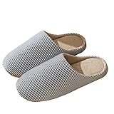 GHUUUJKI Hausschuhe Unisex Home Pantoffeln Weiche Pelzschuhe Warme Innenflache Flachrutschen Nonslip Paare Schuhe Schlafzimmer Leichte Schleim-Blau-44-45