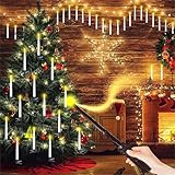 NEOVSUNY Flackernde Schwebende Kerzen mit Zauberstab Fernbedienung, 20er 16cm Flammenlose Led Kerzen Hängende Fliegende Kerzen, LED Weihnachtskerzen Christbaumkerzen Kabellose Weihnachtsbaumkerzen