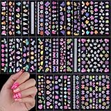 VelvetGlow MäDchen-Nagelsticker Set, 30 Pcs SüßE 3d Selbstklebende Glitzer-Sticker FüR Nagelkunst, Blumen-, Frucht- Und Herzmotive, Kreative Designs FüR Frauen Und Kinder