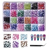 18000 Stück Strasssteine für Nägel 18 Farben 2 mm Rhinestones Set Flache Rückseite Harz Kristall AB Jelly Strasssteine Bunte Glitzersteine Nägel für DIY Nägel Handwerk