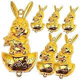 GREENADSCAPE 6st Hasen-Accessoires Sparschwein Für Erwachsene Drachen Ornamente Dekorationen Jahr Dekoration Groß Mini- Plüsch Frosch Chinesisches Kleines Kaninchen Golden Plastik