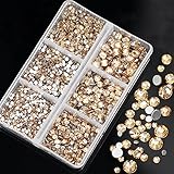 haiaxx Hotfix AB Strasssteine ​​Gemischte Größen Kristall Flatback Strasssteine ​​3D Nagel Diamant Nagelschmuck Charms für Nail Art DIY Nail Art Schmuckschatulle Champagner