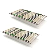 FixSTAR 7-Zonen Lattenrost 2er Set - 80x200 - Starr - Auch für Bettgröße 160x200 - Klappbar fertig montiert - 28 Birke Federleisten - Härtegradverstellung - Bettrost Für alle Matratzen - Vormontiert