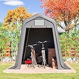 Aufbewahrungsschuppen 245x183x217cm, Gerätehaus Carport Wasserdicht mit PE-Material & Rollos, Fahrradunterstand UV- & Windfest Grau