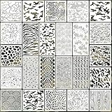 OOTSR 24 Stück Geometrische Schablonen Set zum Basteln,Verkleidung Malschablonen Wiederverwendbar Schablone Kunststoff für Holz Wand Deko