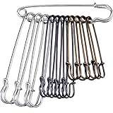12 Stück Extragroß Sicherheitsnadel Rostfrei Stahl Heavy Duty Sicherheitsnadel, 3 Größen ( Silbern, Bronzen und Schwarz)