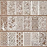 Heclia Kunststoff Schablonen Set Schablonen zum Malen 18 Stück abstrakte Schichtschablone Wiederverwendbare Geometrische Malschablonen Malen Texturvorlagen für Boden Deko DIY Scrapbooking