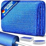 tillvex Pool Solarabdeckplane Rund & Rechteckig | Solarfolie Stärke 120 µm | Solarplane zuschneidbar | Poolheizung für Wassererwärmung (Blau, 732x366 cm)