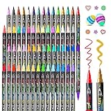 Marker zum Ausmalen – ABS 4,5 cm Acrylstifte, Kunststift-Set, 60 Farben, feine und Pinselspitze, Malerei, Zeichnen, Malstift für Glas, Stoff, Holz, Erwachsene