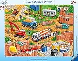 Ravensburger 6058 Kinderpuzzle-06058 Arbeit auf der Baustelle-Rahmenpuzzle für Kinder ab 3 Jahren, mit 12 Teilen, Silver