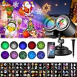 2022 Christmas LED Projektorlampe, 20 Folien ALED LIGHT Projektor Lichter Wasserwellen-Welleneffekt, Wasserdichte Außenbeleuchtung Weihnachten Licht Projektor mit Fernbedienung zum Party Urlaub