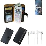 K-S-Trade Für HTC Desire 20 Pro Hülle TOP Set Handy Hülle Schutz Hülle Für HTC Desire 20 Pro Schwarz Aus Kunstleder + Kopfhörer Smartphone