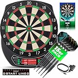 KESSER® Elektronische Dartscheibe Profi Set - E Dartboard mit 15 Dartpfeile + 20 Pro Flights 100 Pfeilspitzen + Zubehör Dart für 1 bis 8 Spieler mit LED Anzeige
