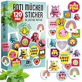 OSKAR - 120 Stück lustige Anti-Mücken Sticker für Kinder - Super Soft - 100% natürlicher Mückenschutz dank Citronella+Minze - Must have für Reise+Urlaub, Camping+Wandern, Sport+Freizeit