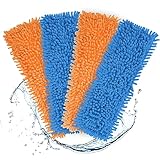NICEWAT 4 Stück Wischmopp Bezug, 42cm Bodenwischer Ersatzbezug aus Mikrofaser, Chenille Wischmoppbezug Ersatzbezug, Handwaschbare Mop Pads für Laminat, Marmor, Boden, Fliesen, Holzböden,42×12 cm
