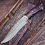 BIGCAT ROAR Handmade Damaskus Jagdmesser - Feststehende Klinge Jagdmesser mit Scheide und Walnussholz Griff - 33.5 cm EDC Outdoor-Messer - Raptor