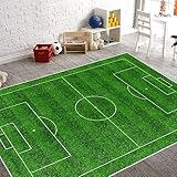 VHCLYBJU Kinderfußball Spielplatz Teppich - Junge Haushalt Kinderzimmer Spiel Teppich - Fußballfeld Dekorative Matte - Weich rutschfest (80 x 150 cm, M)