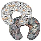 2 Stück Stillkissenbezug für Neugeborene U-förmig dehnbar austauschbar Wald- und Blumen-Kissenbezug, 57,7 x 45,7 cm