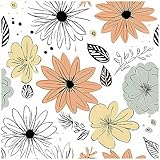 puredomic Blumentapete zum Abziehen und Aufkleben, Boho-Tapete, 45 x 299,7 cm, Weiß