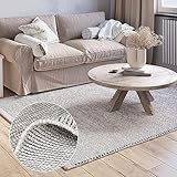 MY-RUG Wollteppich Natur 170 x 120 cm, Roshni, Creme, grau, beige, handgewebt, Naturprodukt, Küchenteppich Küche flach gewebt aus Wolle