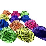 Novelty Place Partyhüte aus Kunststoff mit Neonfarben und Animal-Print für Kinder, Jugendliche und Erwachsene (12 Stück)