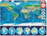 Educa - Puzzle 1000 Teile für Erwachsene | Weltkarte, Leuchtpuzzle, 1000 Teile Puzzle für Erwachsene und Kinder ab 14 Jahren, leuchtet im Dunkeln (16760)
