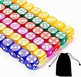 30 Stück Würfel bunt, Bunte würfel(6 Farben), 16 mm Bunter Würfel, Diese Würfel sind perfekt für die verschiedenen Brettspiele
