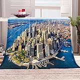 KBDQGX Warme Kuscheldecke Flanell Decke Microfaser Fleecedecke 150X200Cm 3D Blick Auf Die Stadt Am Meer Drucken Sofadecke Weiche Flauschige Wolldecken Tagesdecke Wohndecke Für Erwachsene & Kinder
