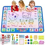 CGBOOM Wasser Doodle Matte Aqua Magic Doodle Malmatte 100*78cm XL Aqua Drawing Painting Matte, Malmatte Mit Wasserstift Werkzeuge Stempe Zubehör für Toddler 1,2,3,4,5,6 Jahre