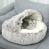 Aipwerer Katzenbett Flauschig, katzenkissen flauschig,Winter Warm ,für Kleine bis Mittlere Größe Katzen, Rundes Plüsch Weich Waschbar, Katzenschlafplatz Donutbett für Katzen,50cm, Hellgrau (50cm)
