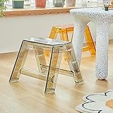 Klappbarer Tritthocker aus Acryl für Erwachsene, tragbar, 1 Stufe, kleiner Stuhl, transparenter Hocker für drinnen und draußen, ideal für Bibliothek, Küche, Kaffee, leichtes und stabiles faltbares