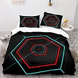 CHCHNXY Bettwäsche 135x200,Hexagon Flauschige Weich Microfaser Bettbezug Mit Reißverschluss,Für Kinder Jungen Mädchen Junge Bettwäsche-Sets(1*Kissenbezug 80x80cm