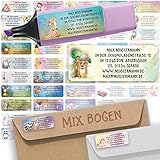 Sunnywall® Adress-Etiketten - Adress-Aufkleber Sticker Namensaufkleber mit Ihrem Wunschtext 57x 23mm, für 1 bis 5 Zeilen Text - 45 Stück 45 Hintergründe zur Auswahl (Mix Etiketten)