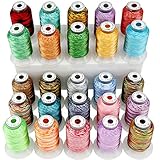 New brothread 25 Multi Farben Polyester Maschinen Stickgarn 500M (550Y) für Brother / Janome / Singer / Babylock / Kenmore / Bernina / Husqvaran Stickereimaschine