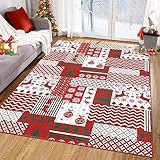LuxFocus Weihnachtsteppich für Wohnzimmer, rutschfester Teppich, Bodenmatte, Weihnachtsdekoration, maschinenwaschbar, Boho-Teppich, Teppiche, Patchwork-Design, 120 x 170 cm