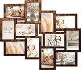 Wackadoo Bilderrahmen Collage 12 Bilder 10x15 cm – Fotorahmen für Wand, Fotocollage mit Glasscheiben, leicht & edel in Kupferoptik, für mehrere Bilder, picutre frame