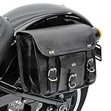 american blue Echtes Leder Motorrad Werkzeugtasche Braun Lenker Sissy Bar Reisetasche Fahrrad Satteltasche Pannier, rollender Stil Sattel Schwarze Farbe