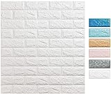 Euro Tische 3D Wandpaneele, Selbstklebende Tapete Steinoptik für Küchenrückwand, Wasserdicht Fliesenaufkleber, Tapete Wandaufkleber für Schlafzimmer Badezimmer (10Stück Weiß) 70x77x0.5cm