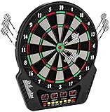 Elektronische Dartscheibe, FB-669 E-Dartboards Dartautomat mit 4 LCD-Anzeige und 6 Darts und 24 Pfeilkopf 27 Spiele mit 243 Spieloptionen Profi Elektronik Dartspiel für 16 Spieler